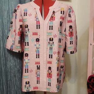 Pink Nutcracker Print Blouse